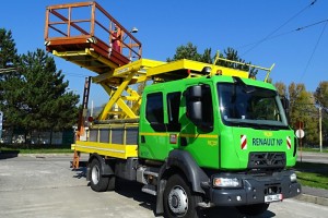 The elevating work platform is equipped with scissor mechanism, hydraulic drive and electric control. The platform movements are controlled by means of RC panel. The movements can also be controlled by means of push buttons on the fixed control panel.